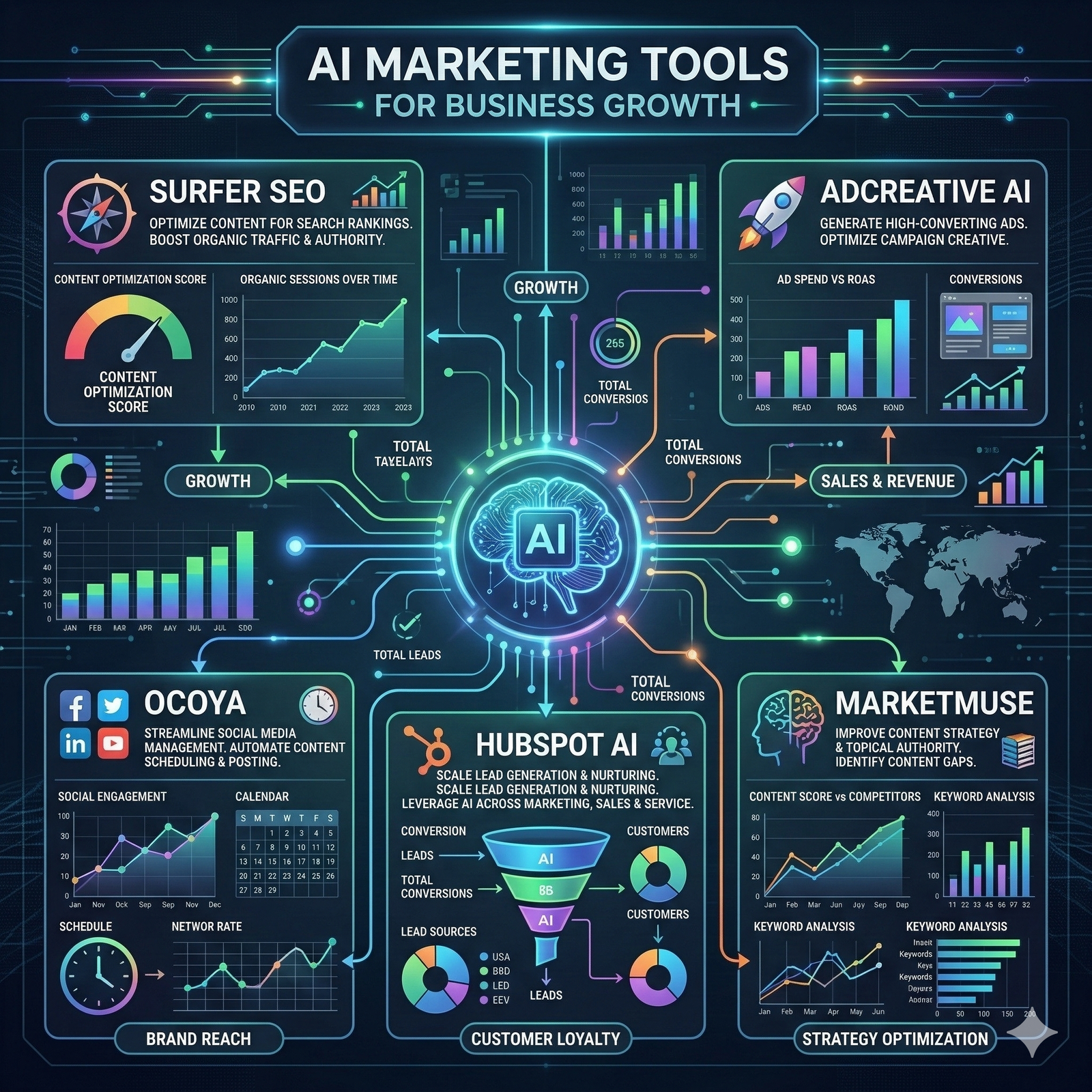 AI Marketing Tools for Business Growth infographic