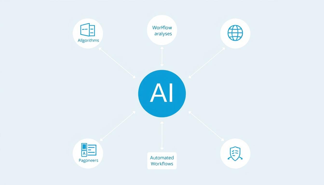 AI workflow automation diagram showing the integration of artificial intelligence with business processes