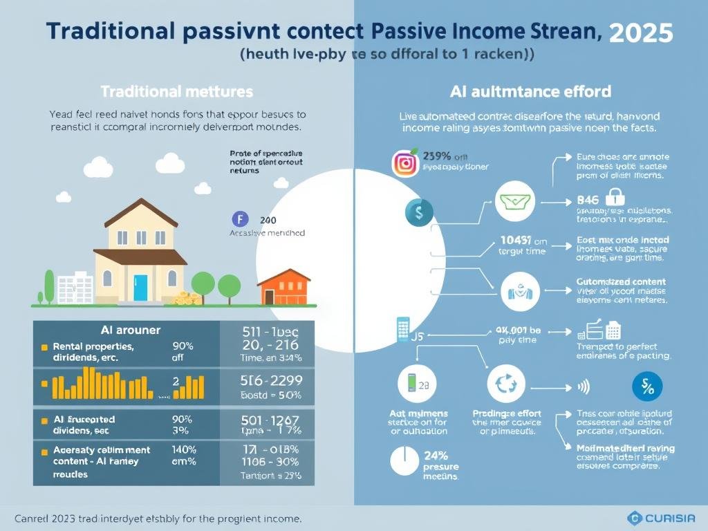 Comparison between traditional passive income and AI-powered passive income streams in 2025