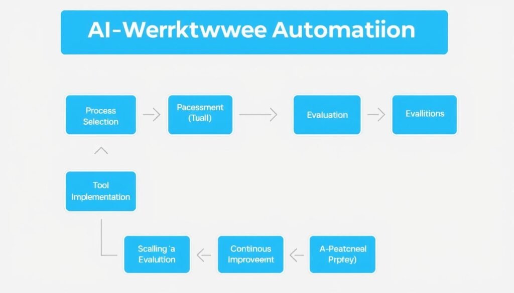 Flowchart showing AI workflow automation implementation steps