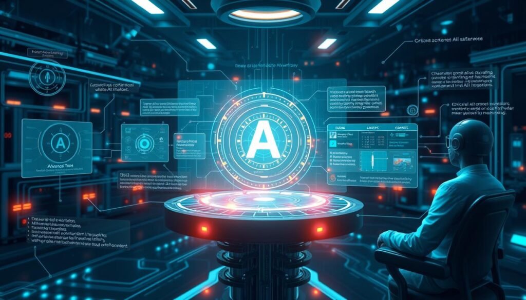 Futuristic visualization of AI workflow automation trends