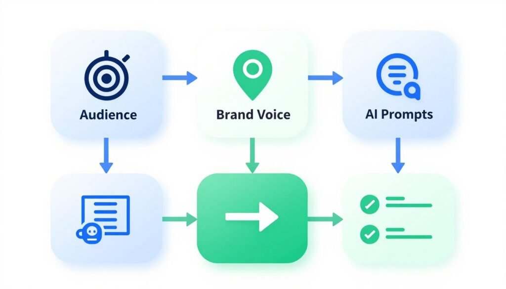 Diagram showing essential components of effective AI prompts for social media