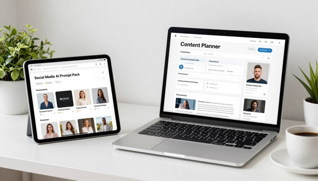 Social Media AI Prompt Pack digital products display