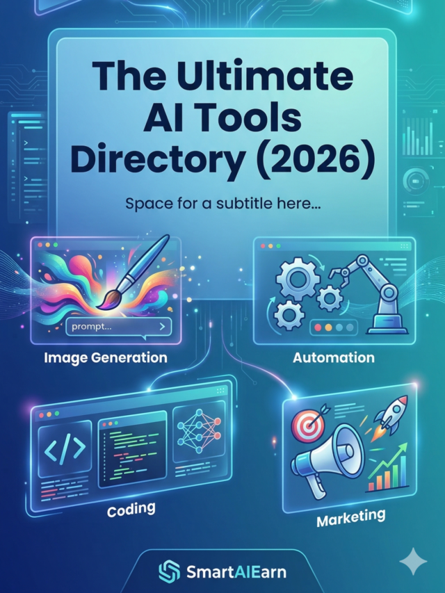 Futuristic AI tools dashboard cover representing a 2026 AI directory